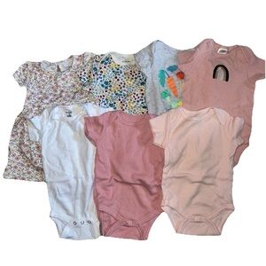 Lot Of 7 Baby Girl Short Sleeve Bodysuits Size 3-6 Months